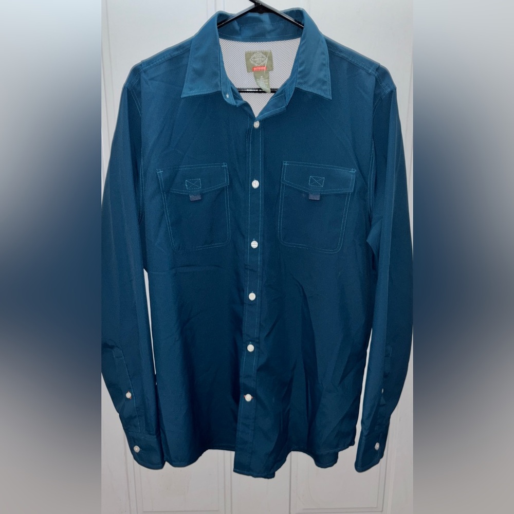 St.Johns Bay OUTDOOR Deep Teal Long-Sleeve Button-Down Shirt with air flow tech